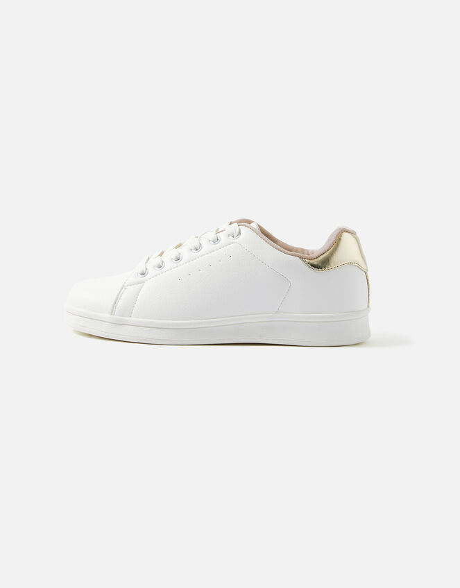 Plain Stud Trainers, White (WHITE), large