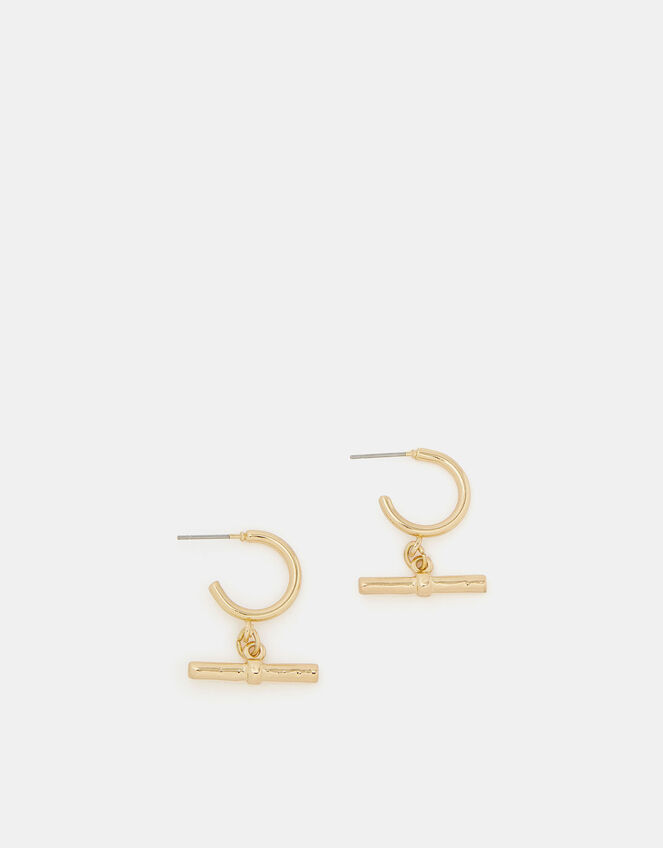 T-Bar Charm Hoop Earrings, , large