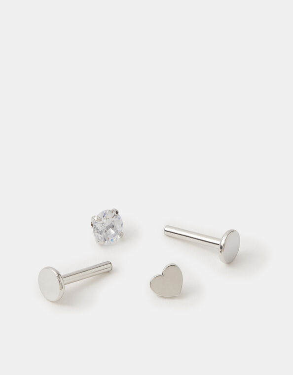 2-Pack Surgical Steel Heart Flatback Stud Earrings, , large