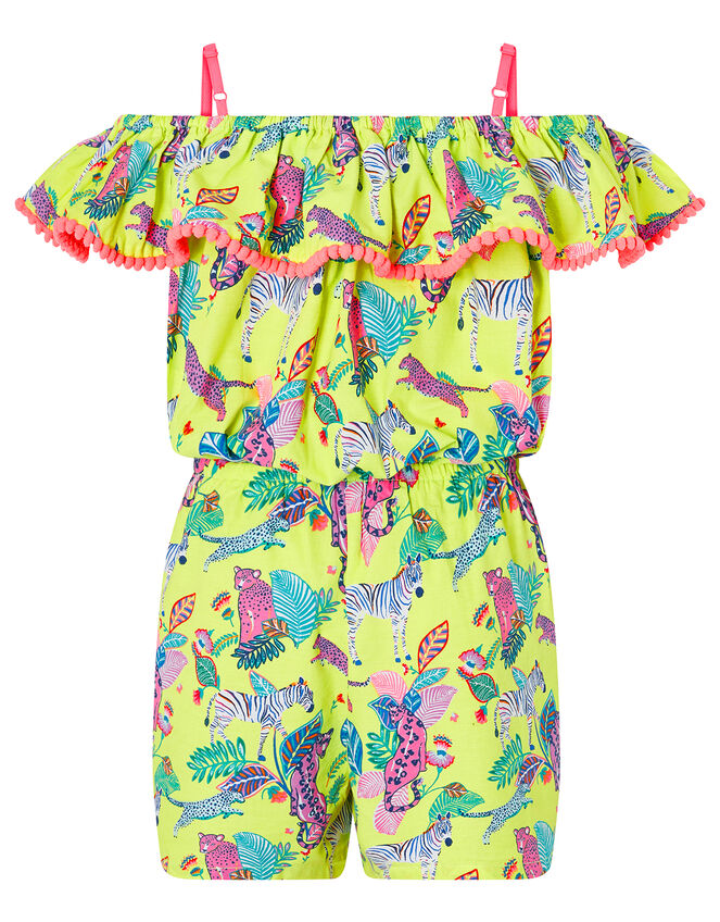 Wild Jungle Printed Bardot Playsuit, Multi (BRIGHTS-MULTI), large