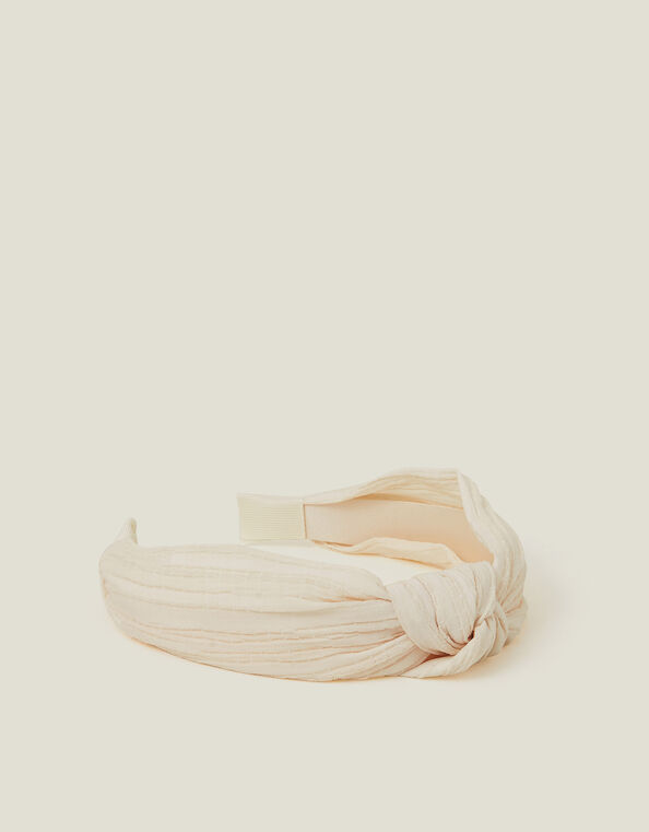 Knot Fabric Headband Cream, , large
