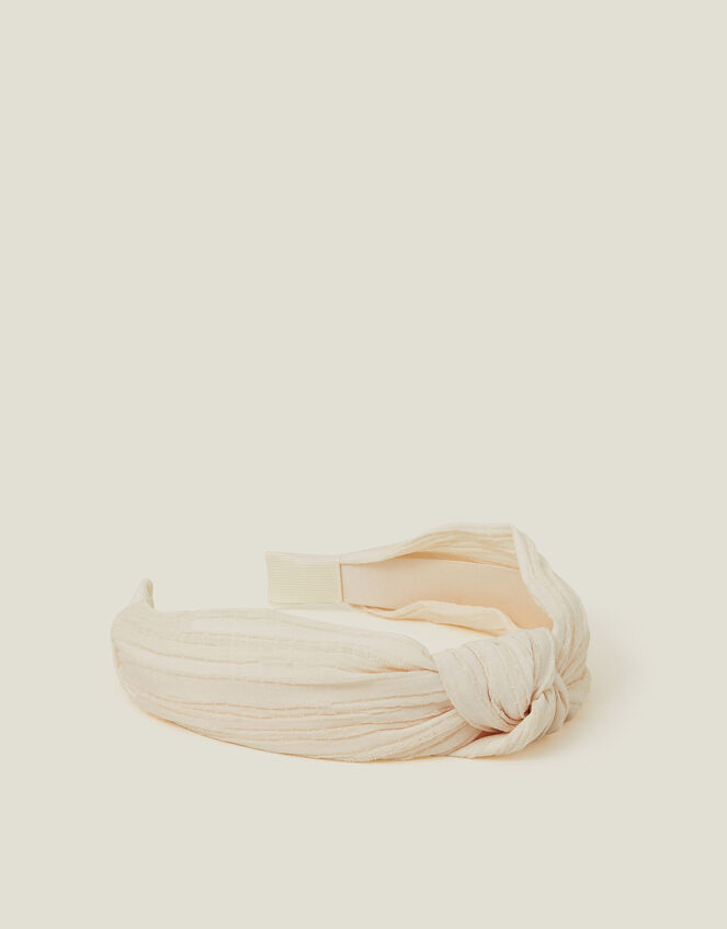 Knot Fabric Headband Cream, , large