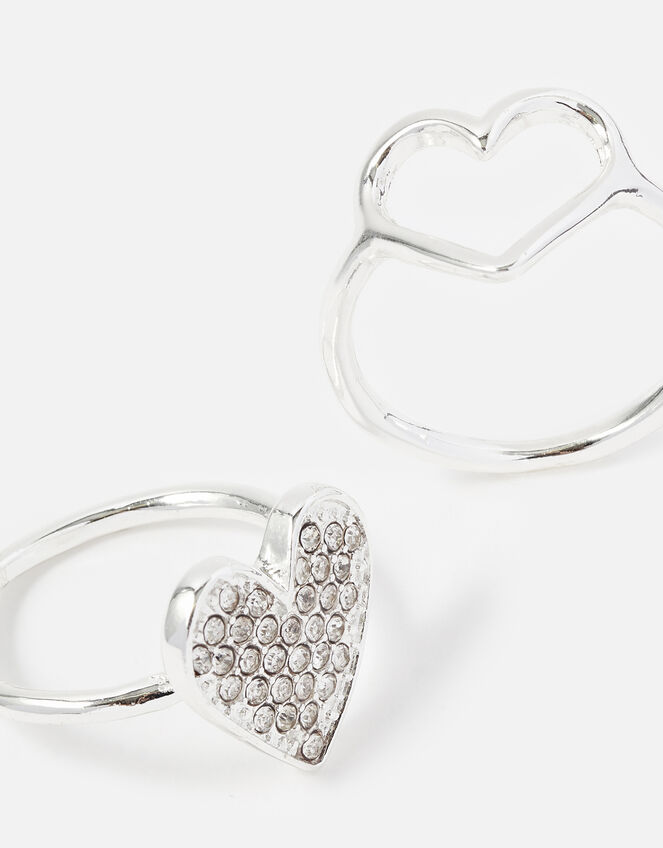 New Decadence Crystal Heart Ring Twinset , Silver (SILVER), large
