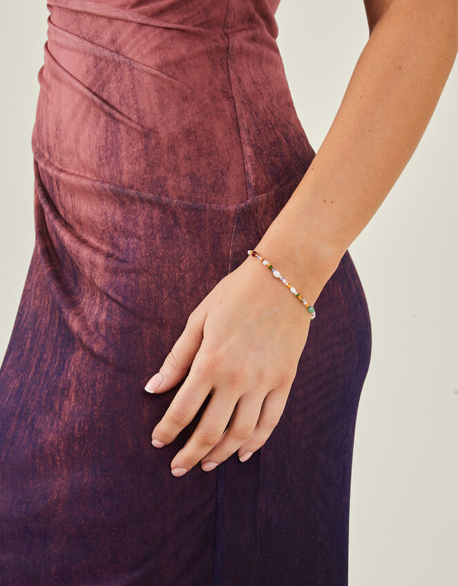 Sterling Silver-Plated Beaded Bracelet, , large
