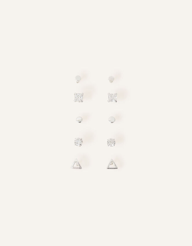 Sterling Silver Shape Studs 5 Pack, Silver (ST SILVER), large