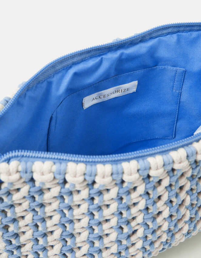 Crab Charm Macrame Clutch Bag, , large