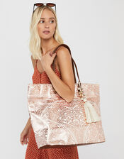 Kea Metallic Print Beach Tote Bag, , large