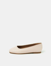 Girls Scallop Ballet Flats, Ivory (IVORY), large