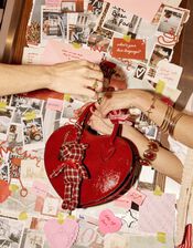 Patent Heart Crossbody Handbag , Red (RED), large