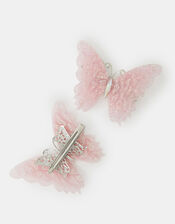 2-Pack Girls Glitter Mesh Butterfly Hair Clips, , large