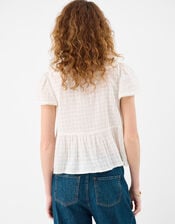 Floral Embroidered Collar Blouse, Ivory (IVORY), large