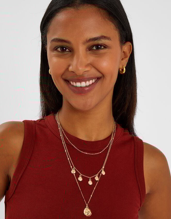 Triple Layered Disc Necklace, , large