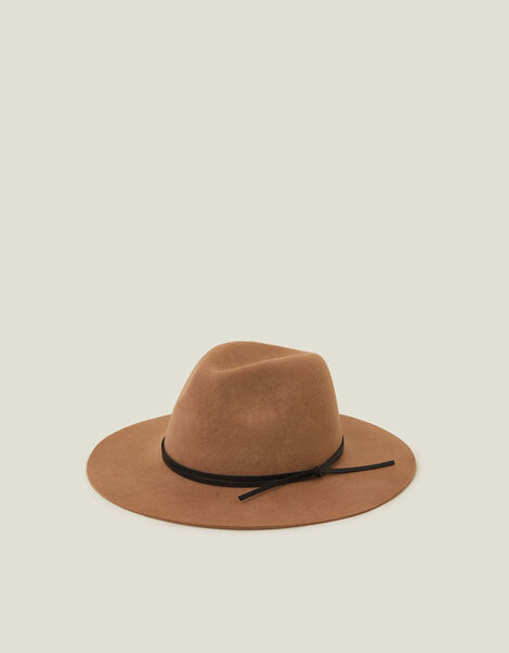 Wool Fedora Hat, Camel (CAMEL), large