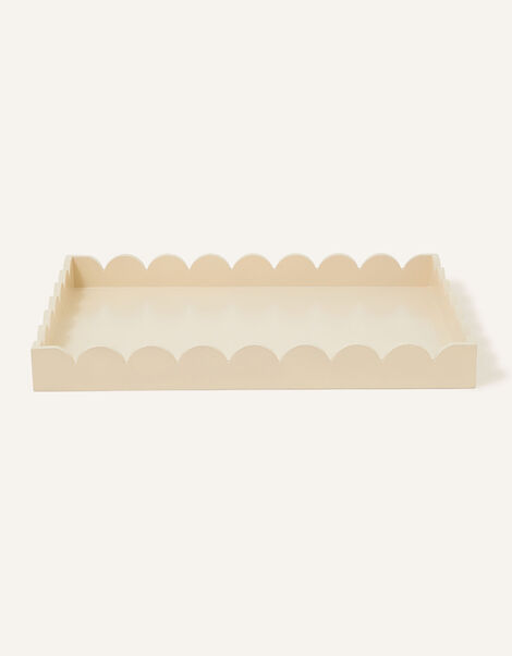 Large Wood Scallop Tray, , large