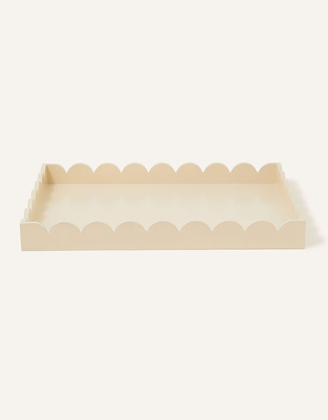 Large Wood Scallop Tray, , large
