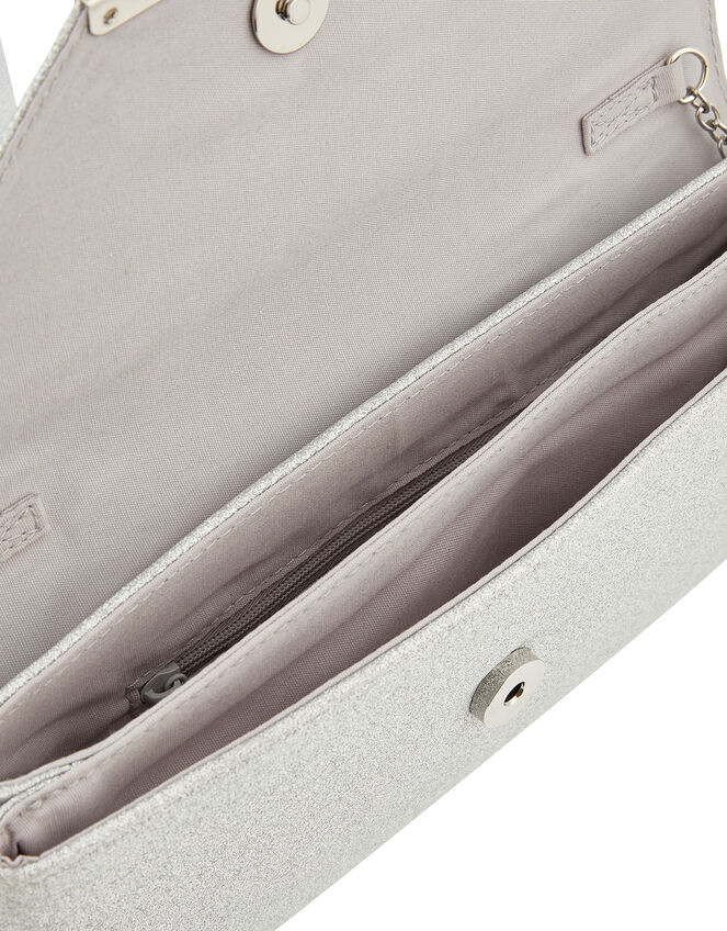 Glitter Clutch Bag, Silver (SILVER), large
