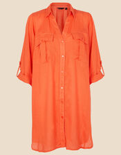 Long Sleeve Beach Shirt with LENZING&trade; ECOVERO&trade;, Orange (ORANGE), large