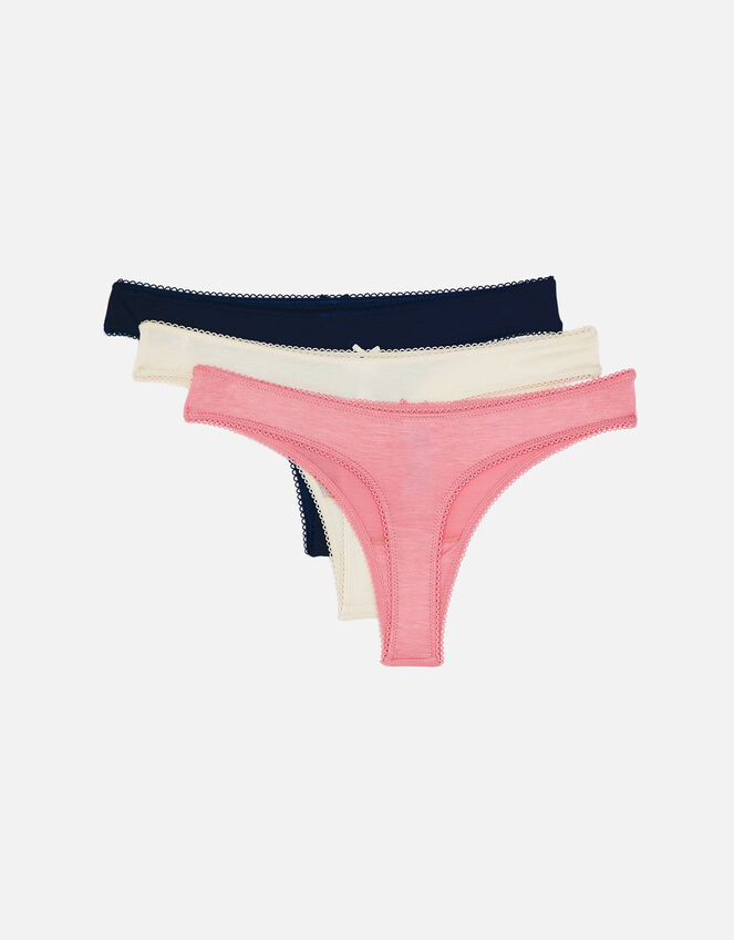 Natural Bamboo Fibre Thongs Set of Three, Natural (NATURAL), large