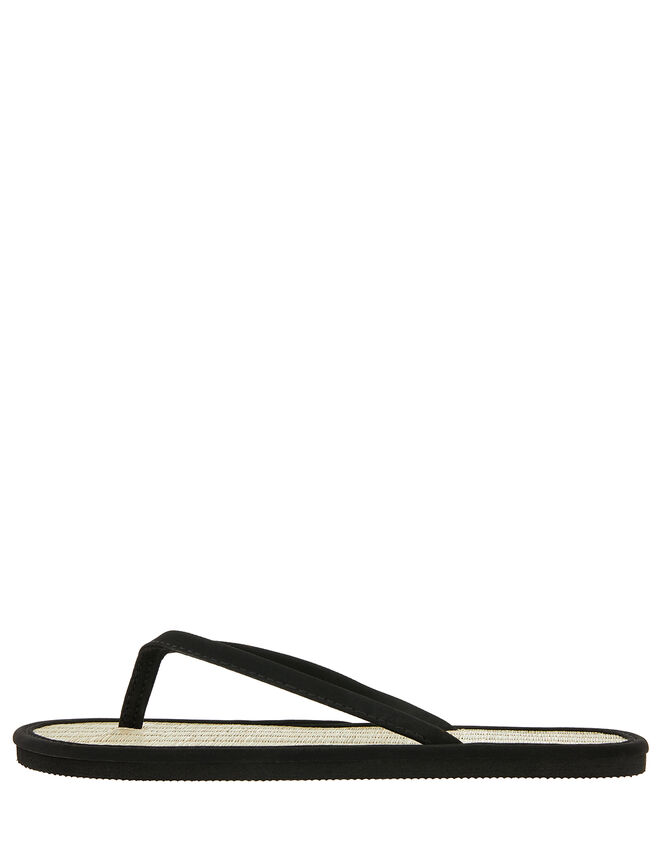 black seagrass flip flops