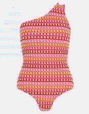 One Shoulder Crochet Swimsuit, Multi (BRIGHTS MULTI), large