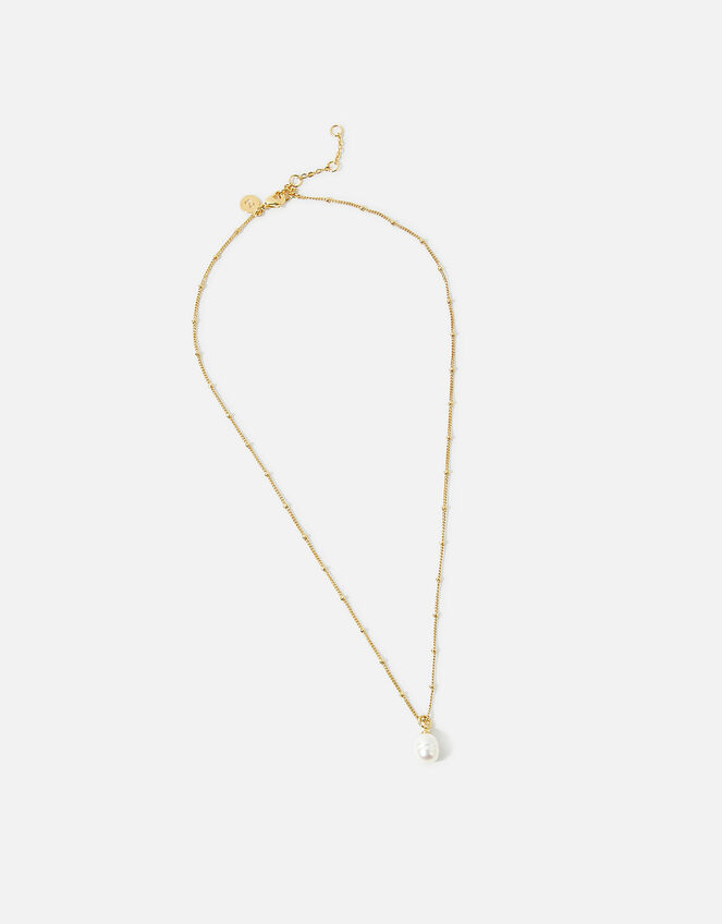 Gold-Plated Simple Pearl Pendant , , large