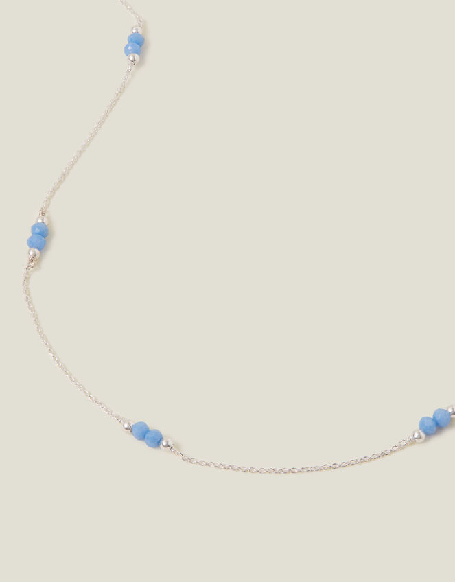 Sterling Silver Station Bead Necklace, , large