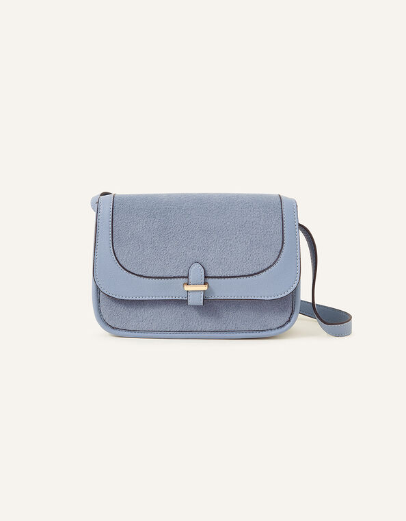Felt Cross Body Bag, Blue (BLUE), large