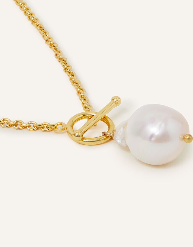 14ct Gold-Plated Baroque Pearl Rope Chain Necklace, , large