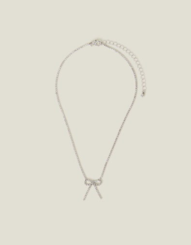 Diamante Bow Necklace, , large
