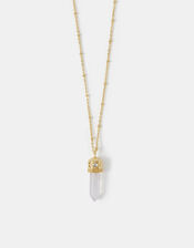14ct Gold-Plated Long Rose Quartz Pendant Necklace, , large