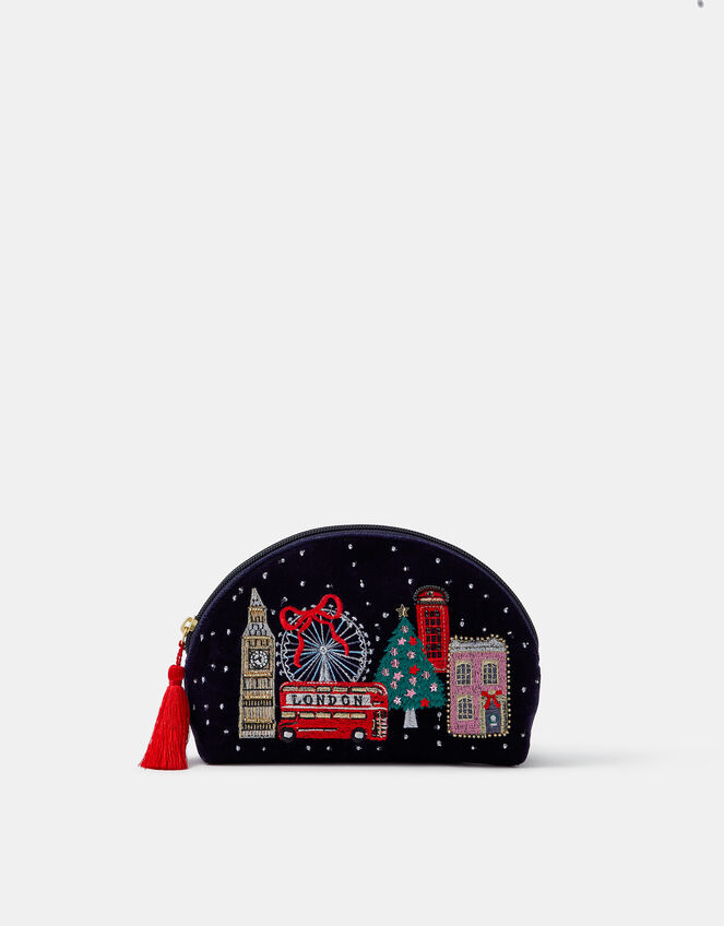 Christmas London Velvet Pouch, , large