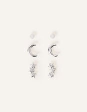 Star Moon Stud Set of Three, , large