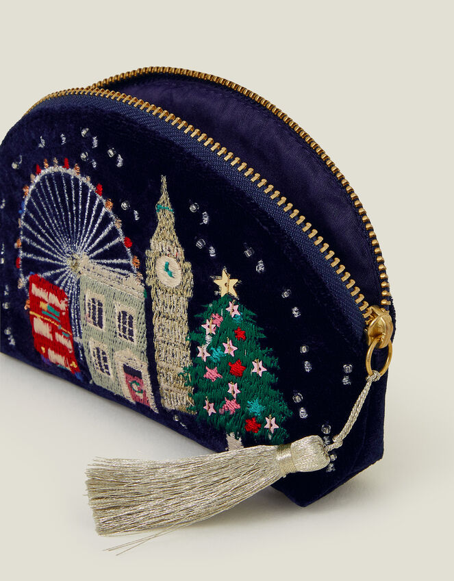 London Christmas Velvet Coin Purse, , large