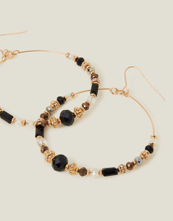 Large Beaded Hoop Earrings, , large
