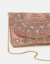 Bead Mirror Embellished Clutch Bag, , large