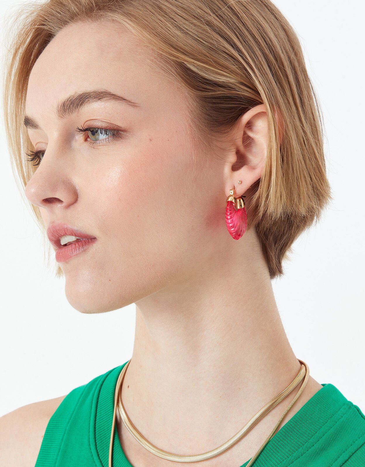 Chunky Resin Oval Hoop Earrings Pink