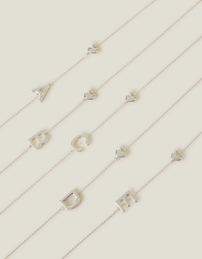 Heart Initial Necklace, Silver (SILVER), large