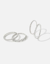 Platinum-Plated Sparkle Stacking Ring Set, Silver (SILVER), large