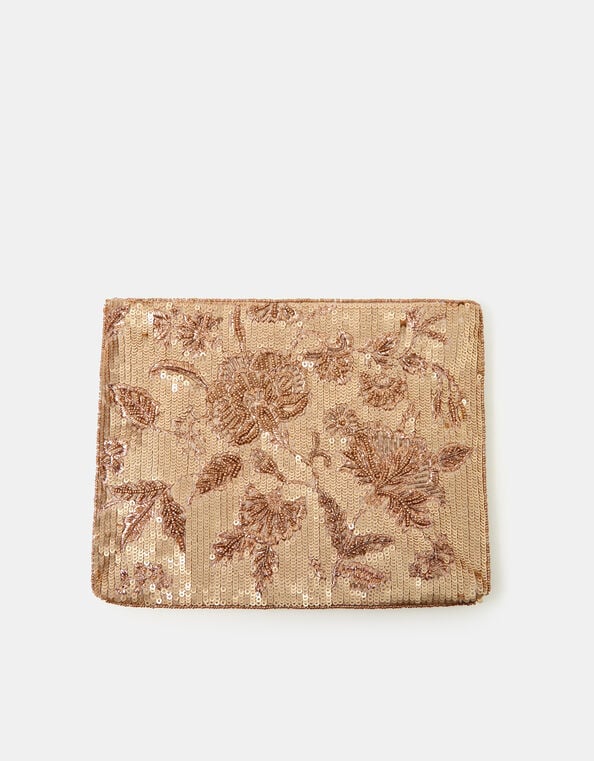 Embellished Floral Clutch Bag, , large
