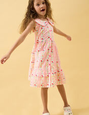 Girls Sleeveless Floral Print Dress, Multi (BRIGHTS MULTI), large