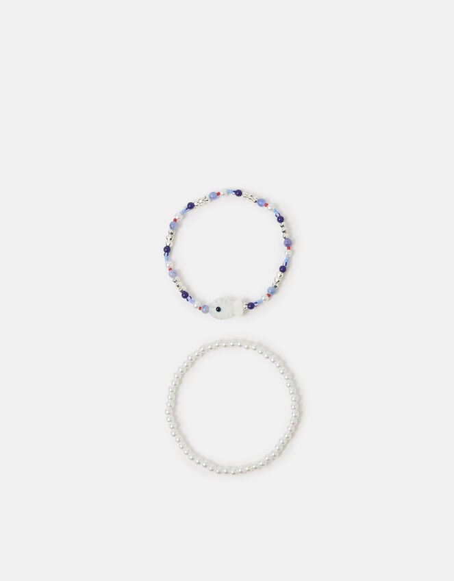 2-Pack Fish & Pearl Bead Anklets, , large