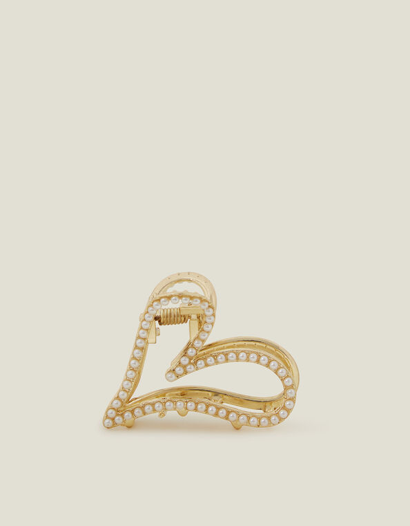 Pearl Heart Claw Clip, , large