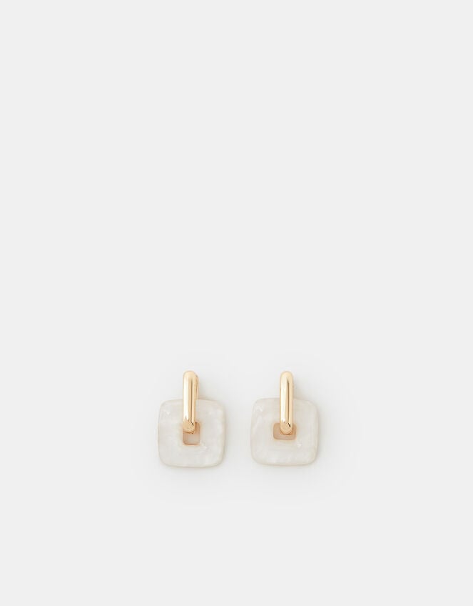 Square Resin Link Hoop Earrings, , large