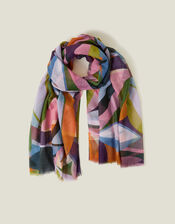 Abstract Leaf Print Lightweight Scarf, , large