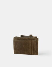Suede Card Holder, Green (KHAKI), large