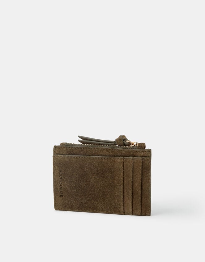 Suede Card Holder, Green (KHAKI), large