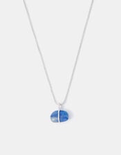 Sterling Silver-Plated Blue Quartz Pendant Necklace, , large
