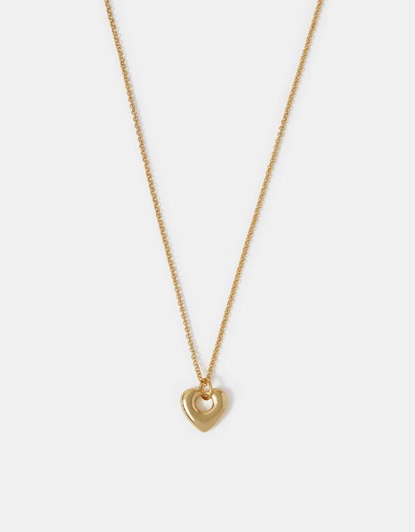 14ct Gold-Plated Chunky Heart Pendant Necklace, , large