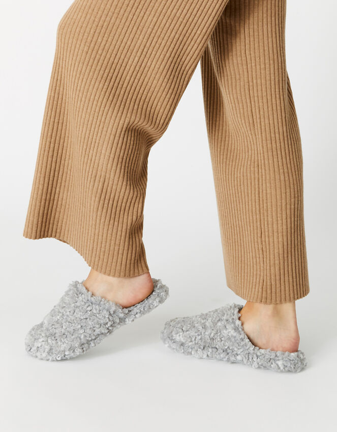 Plush Mule Slippers, Grey (GREY), large