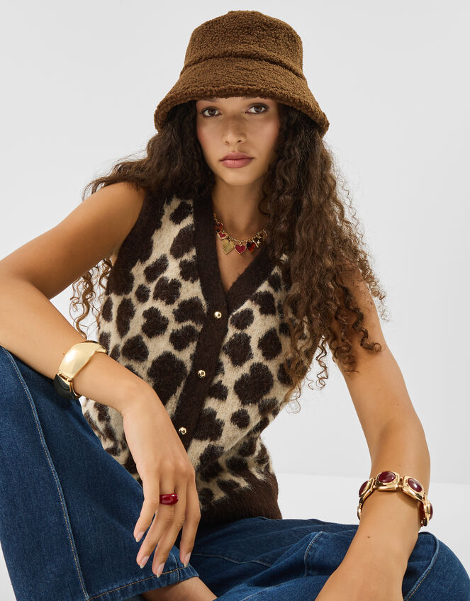 Faux Shearling Bucket Hat, , large